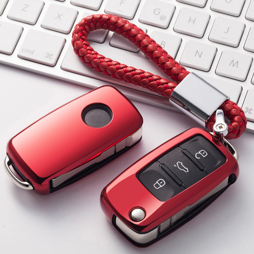

TPU Auto Key Bag Cover Protector With Key Chain For Volkswagen VW Passat Golf Jetta Bora Polo Sagitar Tiguan Car Key Case Shell