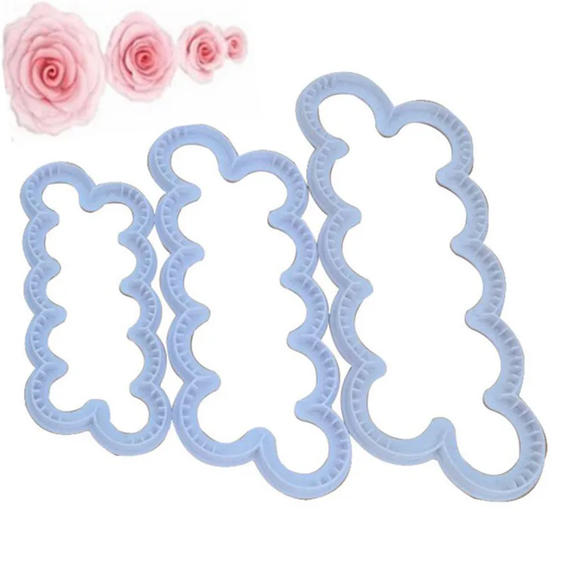 

TTLIFE 3pcs 3D Rose Flower Plastic Cookie Cutter Fondant Cake Biscuit Mold Decorating Tools Chocolate Sugarcraft Baking Moulds