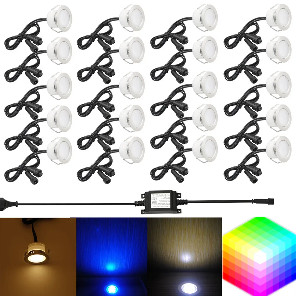 10 pc LED Light Outdoor Landscape Yard Path Stair Light Recessed w//Power Source