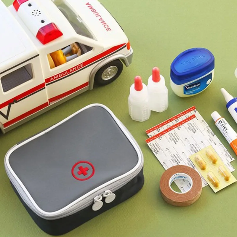 Mini Outdoor First Aid Kit Bag Travel Portable Medicine Package Emergency Kit Bags Medicine Storage Bag Small Organizer - Цвет: Grey