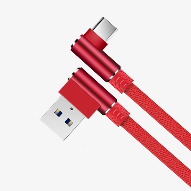 1M 2M 3M 90 Degree Data USB Type C Charger Cable Fast for Samsung S9 S8 Huawei Mate 20 Pro one Plus 6 5T 7 USB C Phone long wire