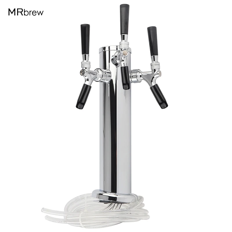 Triple Beer Faucet Tower, Homebrew Beer Tower For Bar Party Chrome