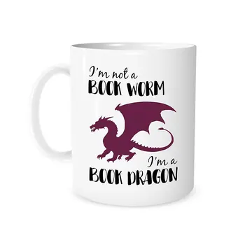 

The Coffee Corner - I'm Not A Book Worm, I'm A Book Dragon - 11 Ounce White Ceramic Coffee or Tea Mug