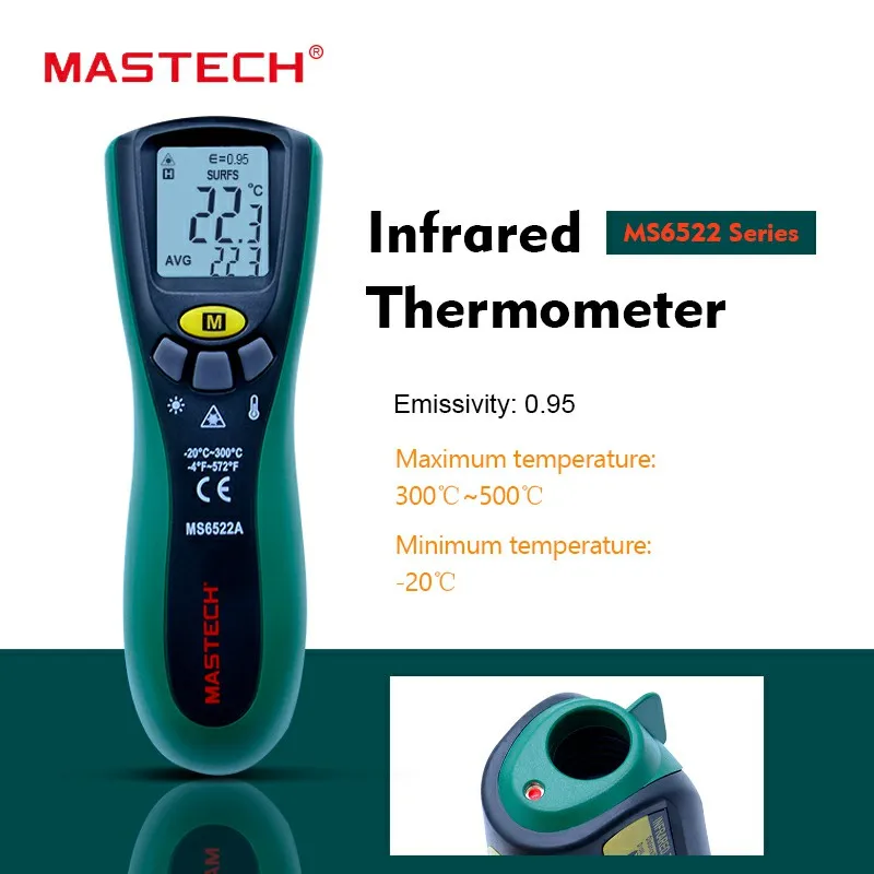 

MASTECH MS6522A NEW Digital Temperature Meter Tester Laser Pointer Non-contact Infrared IR Thermometer