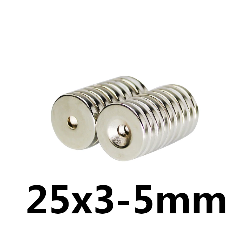 5 шт. 25*3 сильный кольцевой магнит 25 мм x 3 мм с потайным отверстием: 5 мм редкоземельный неодимовый магнит 25*3-5 мм