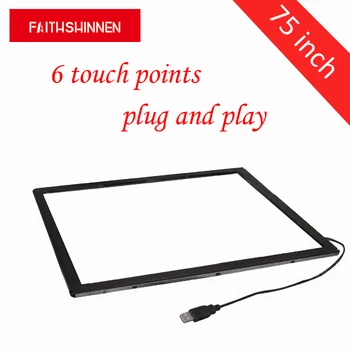 

75 inch 6 points usb multi touch screen overlay kit touch frame aluminium frame for tv overlay touchscreen no glass