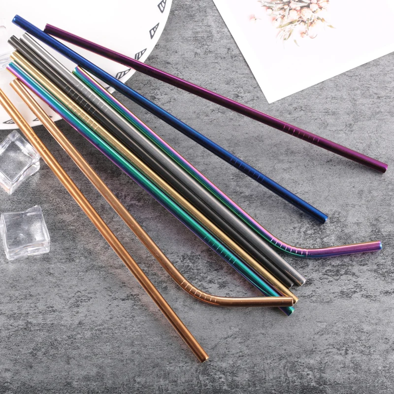 

Reusable Drinking Straw Stainless Steel Metal Straight and Bent Drinking Straws For Home Party Barware Accessories