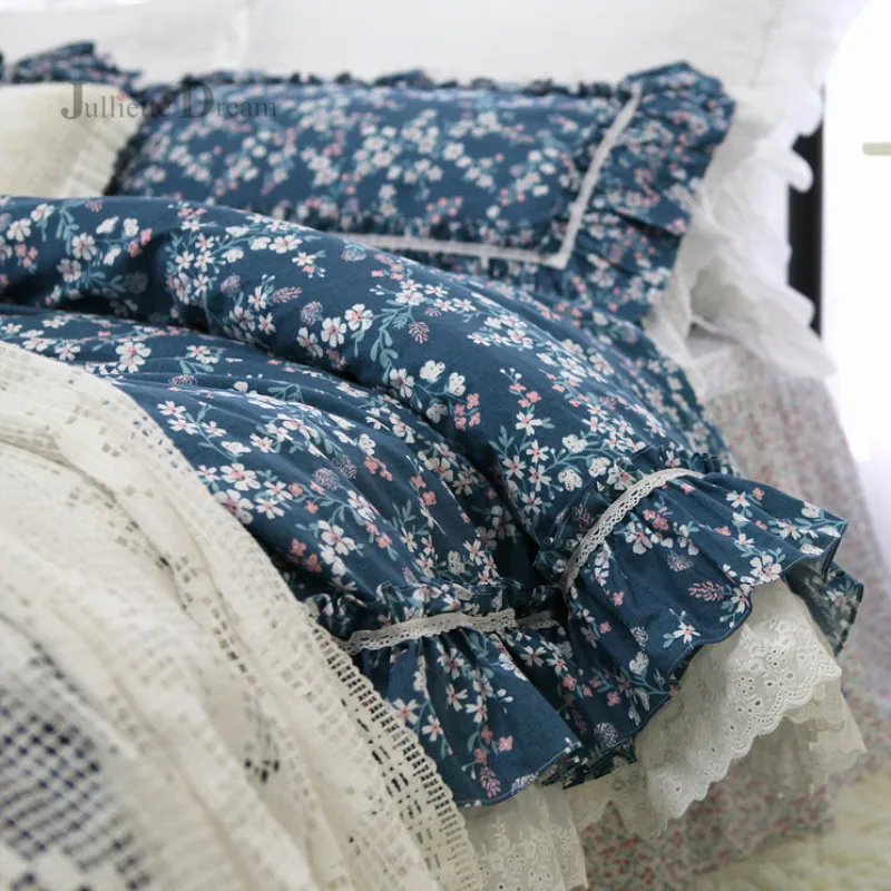 buy Super Romantic ruffle bedding set European Luxury print bedding bed set king size bedding set Elegant duvet cover set bed sheet