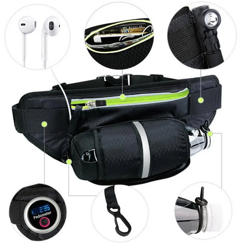 ICESNAKE Men Women Marathon Running Bag Sports Water Bottle Holder Running Belt Waist Bag Waterproof Fanny Pack Accessories