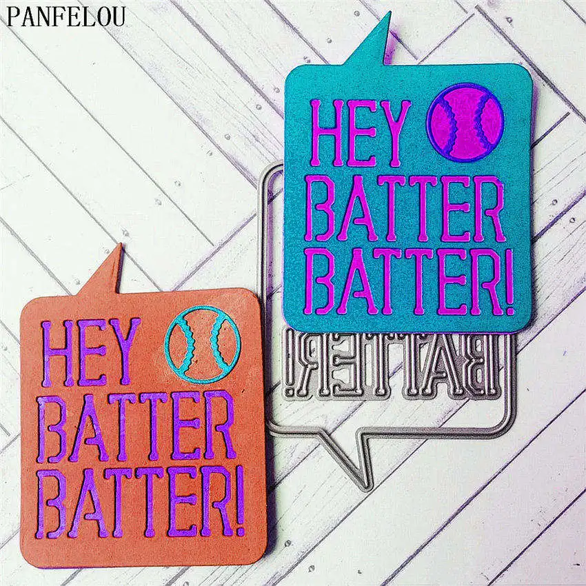 

PANFELOU Metal craft baseball slogan batter paper die cutting dies for Scrapbooking/DIY Christmas wedding Easter cards