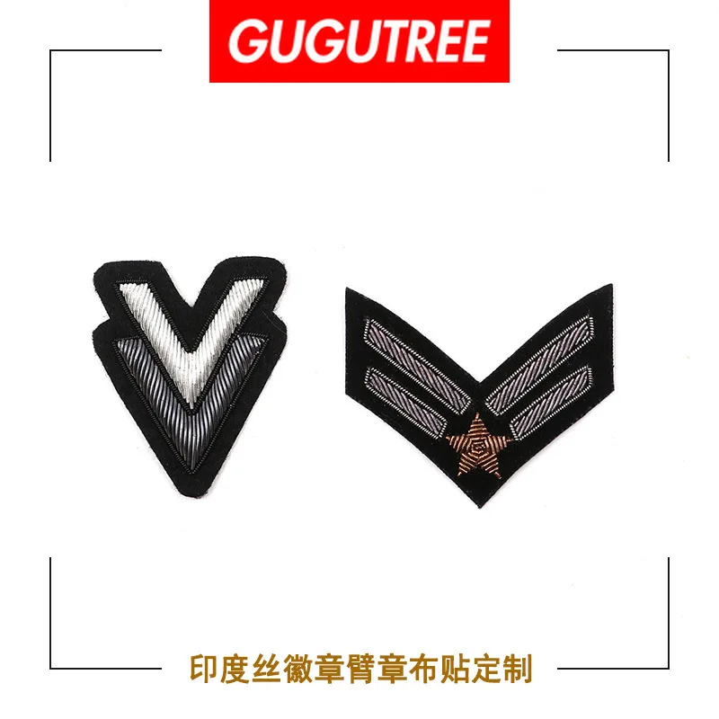 GUGUTREE India silk army emblem rank patches beaded badges applique for clothing DZP-18 | Дом и сад