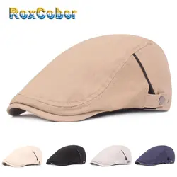 RoxCober британский стиль регулируемые береты солнцезащитные дышащие кость шапки женские мужские елочки Твердые Плоские береты шапка 385