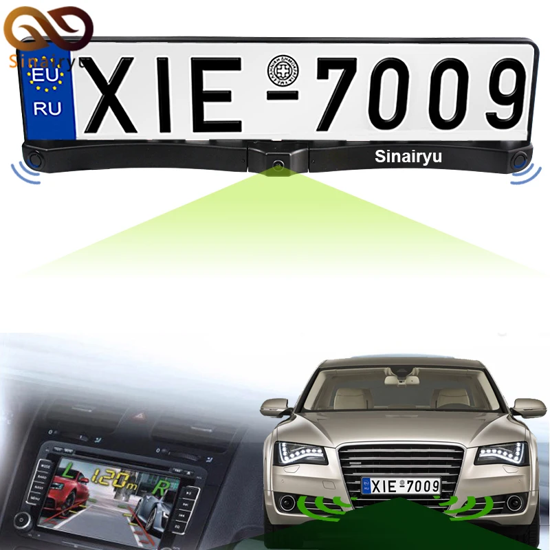 

EU European Car License CCD Rear View Camera Plate Frame Parking Camera Front View Camera Two Reversing Radar Parking Sensors