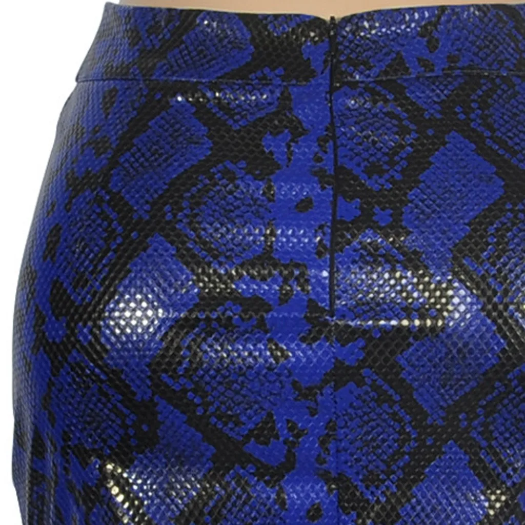 Летние юбки женские сексуальные кожаные мини-юбки со змеиным принтом на молнии Тонкий Пояс на бедра юбка faldas mujer moda El verano# N05