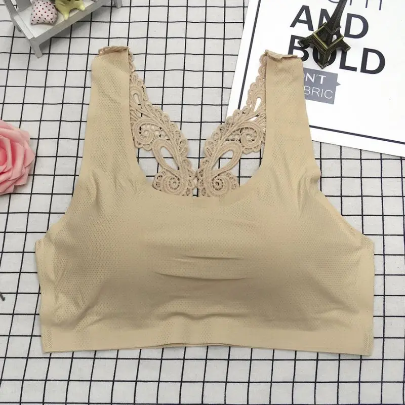 

ETOSELL Fashion Women Lace Bras Racer Back Padded Fitness Bras Female Seamless Push Up Undearwear Quick Drying Bra Tops