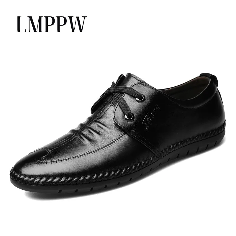 

Handmade Men's Shoes Soft Moccasins Breathable Leather Casual Shoes Black Brown Men Flats Fashion Lace Up Leather Loafers