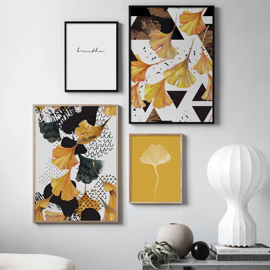 

Watercolor Ginkgo biloba Green Plant Wall Art Canvas Painting Nordic Posters And Prints Wall Pictures For Living Room Home Decor