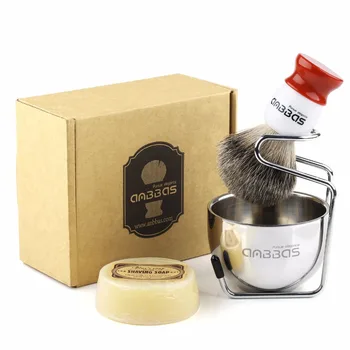 

Anbbas Shaving Brush Set Badger Bristles Brush Goat Milk Soap Stainless Steel Brush Holder and Soap Bowl for Men Manual Shaving