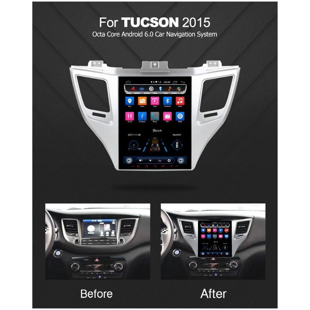 Excellent C600 4G Vertical 9.7" Android 6.0 Car DVD Player For Hyundai Hyundai Tucson IX35 2015 2016 2017 GPS Radio Stereo 2G RAM+32G ROM 1