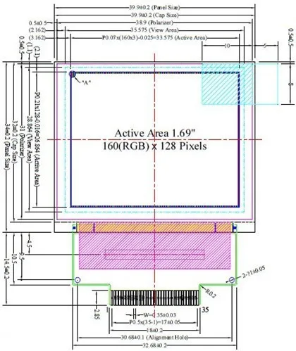 1,69 ''1,69 дюйма UG-6028GDEBF 35PIN полноцветный SPI OLED экран SEPS525 Привод IC 160(RGB)* 128 последовательный порт 160*128 дисплей