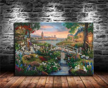 

Thomas Kinkade 101 Dalmatians Canvas Painting Print Living Room Home Decor Modern Wall Art Oil Painting Poster
