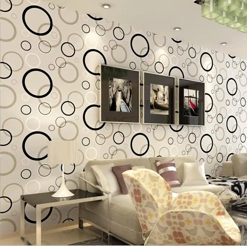 Modern Minimalis Hitam Putih Lingkaran Efek Wallpaper Roll Fashion Desain Kamar Tidur Ruang Tamu Dekorasi Toko Papel De Parede Papel De Parede De Paredewallpaper Roll Aliexpress