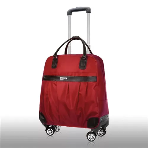 KLQDZMS 20/24 дюйма Оксфорд, масштабных дорожных чемоданов для женщин сумки на колёсиках чемодан на колесиках сумки Сумка для путешествий чемодан на колесах - Цвет: Red wine