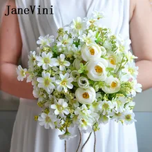 JaneVini Сельский Стиль Свадебный букет невесты искусственная ромашка плетеная веревка цветы для ручек Свадебный букет белая брошь
