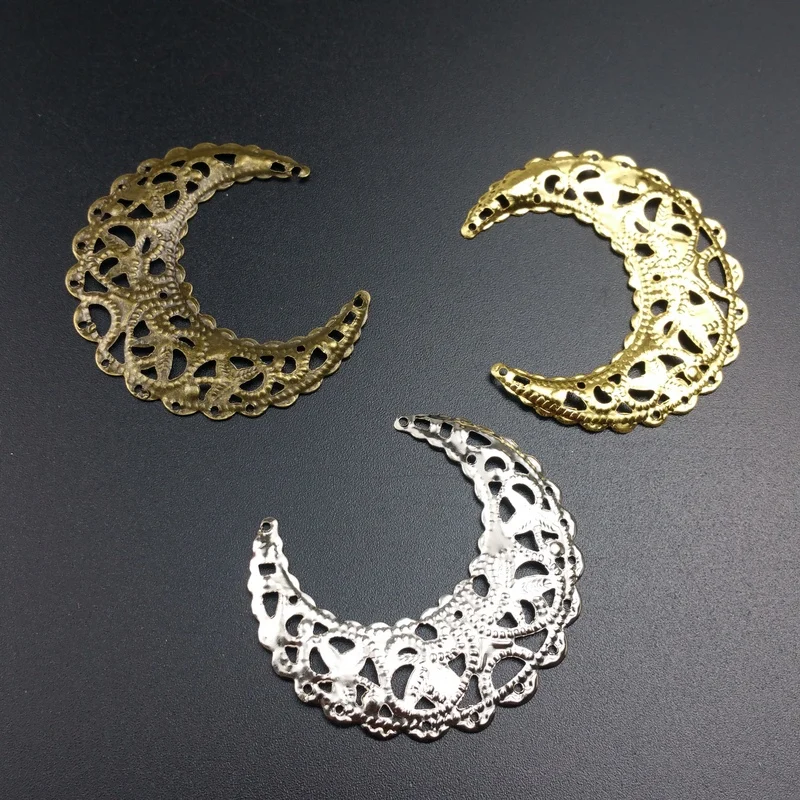 

20Pcs/lot 43x38mm Retail Filigree MOON Wraps Connectors Metal Crafts Decoration DIY Findings Connectors