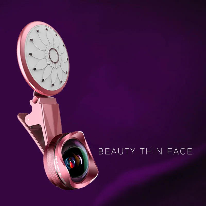 

LIGINN LED Selfie Flash Light Fill-in Light Phone Lens 4K HD Wide Angle+20X Macro Mobile Camera Lens For iPhone Xiaomi Samsung