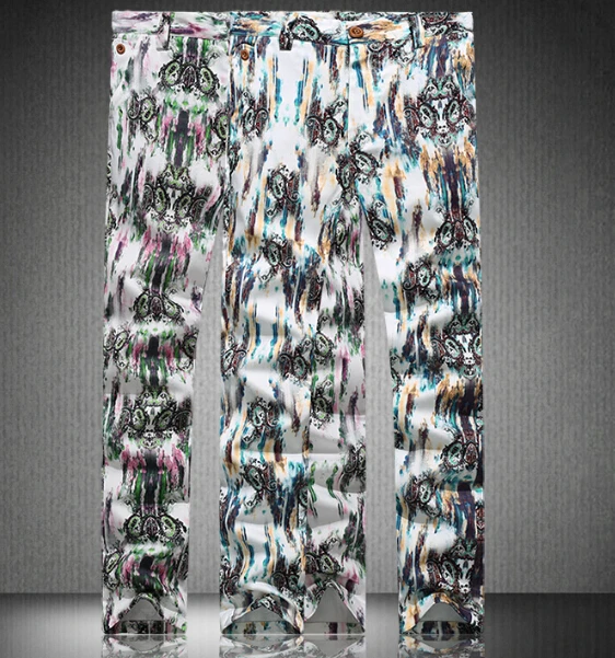 Hot sale Fashion European and American Style flower print jeansnew slim pencil trousers
