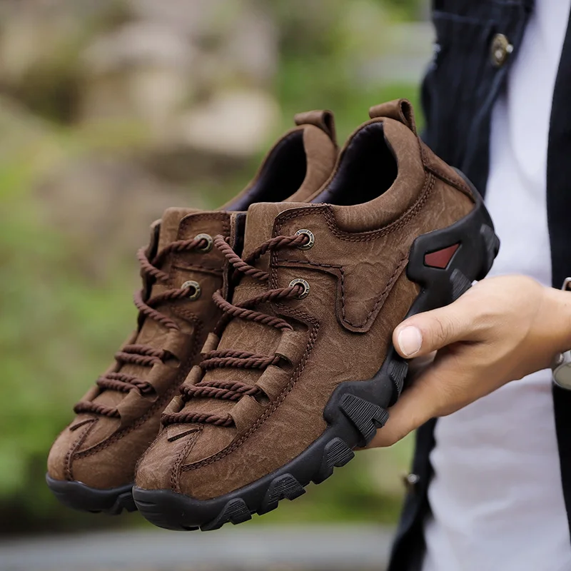 

HOMASS Men's Tactical Boots Genuine Leather Men Outdoor Shoes Breathable Sneakers Mountain Hiking Shoes Men Hunting Boots