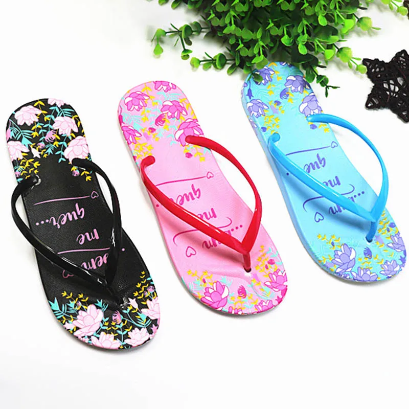 

Fashion Slippers Beach Flip Flops Flowers Sandals Slip On Slides Indoor Home Slipper Shoes Woman Flat With Casual Shoes Female