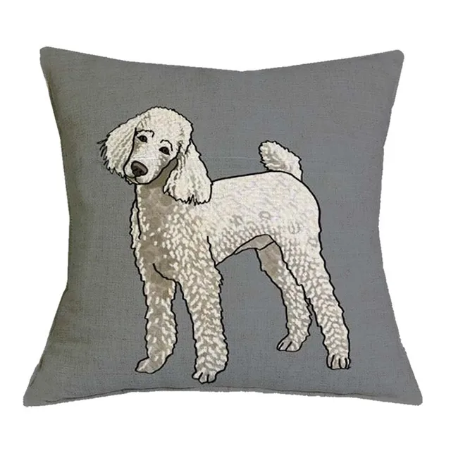 Cushion Cover Poodle Printed Cute Dogs 45X45cm Dog Pillow Cases