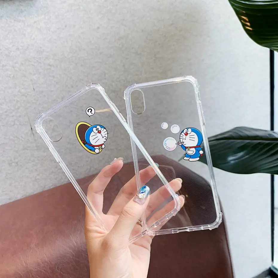 

Cartoon Doraemon Clear soft case for iphone X XS MAX XR 8 7 6 6S plus silicon phone cover Anti-fall fashion coque fundas capa
