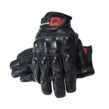 

New Stretchable Breathable Motorcycle Genuine Leather Gloves Racing Gloves Armor Gloves Non-porous Hidden Shell M L XL
