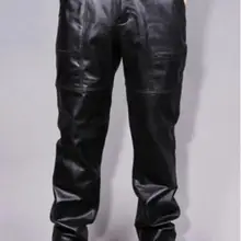 30-44 новая мужская одежда из натуральной кожи брюки из овчины ветрозащитные сохраняющие тепло мотоциклетные конические кожаные брюки плюс размер