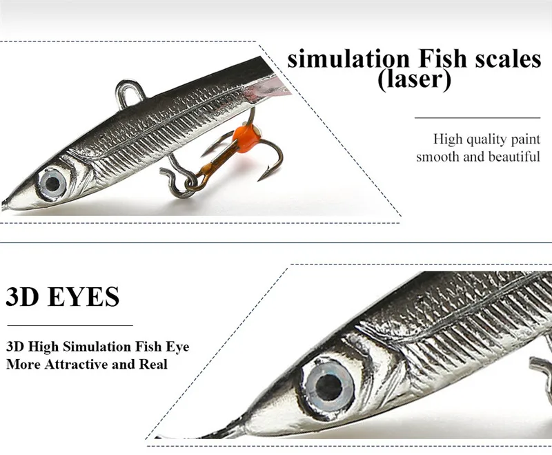 Upgraded Dual Ends Single Hook Balancer Ice Fishing Lures with Treble Hook Winter Fishing Bait 76mm 22g for Ice Fishing (3)