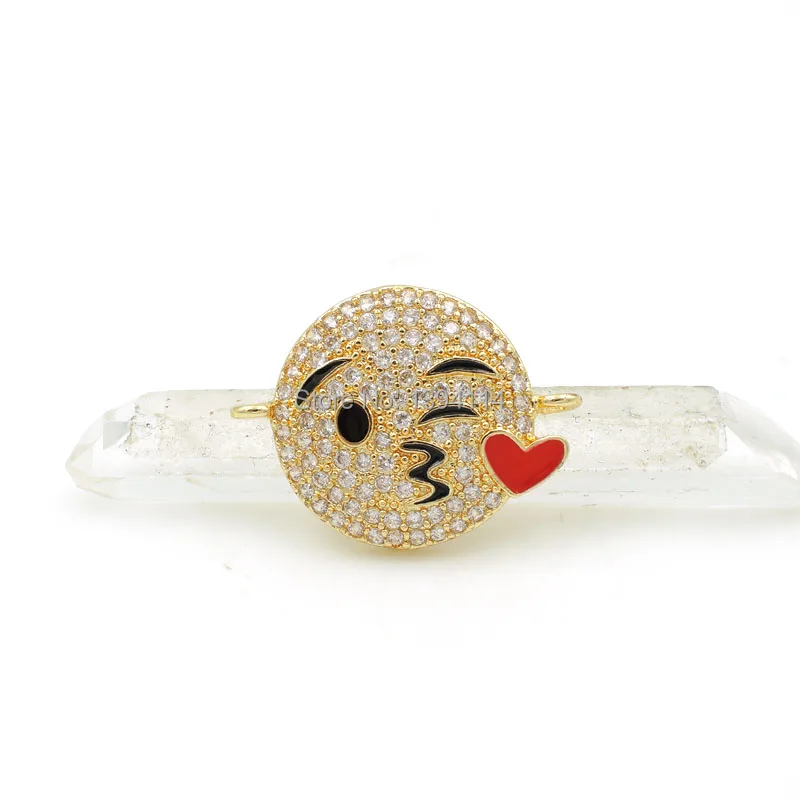 20*16*3 мм Micro Pave Clear CZ Blowkiss Экспрессия Шарм с эмалированием подходит для мужчин и женщин делая браслеты ювелирные изделия