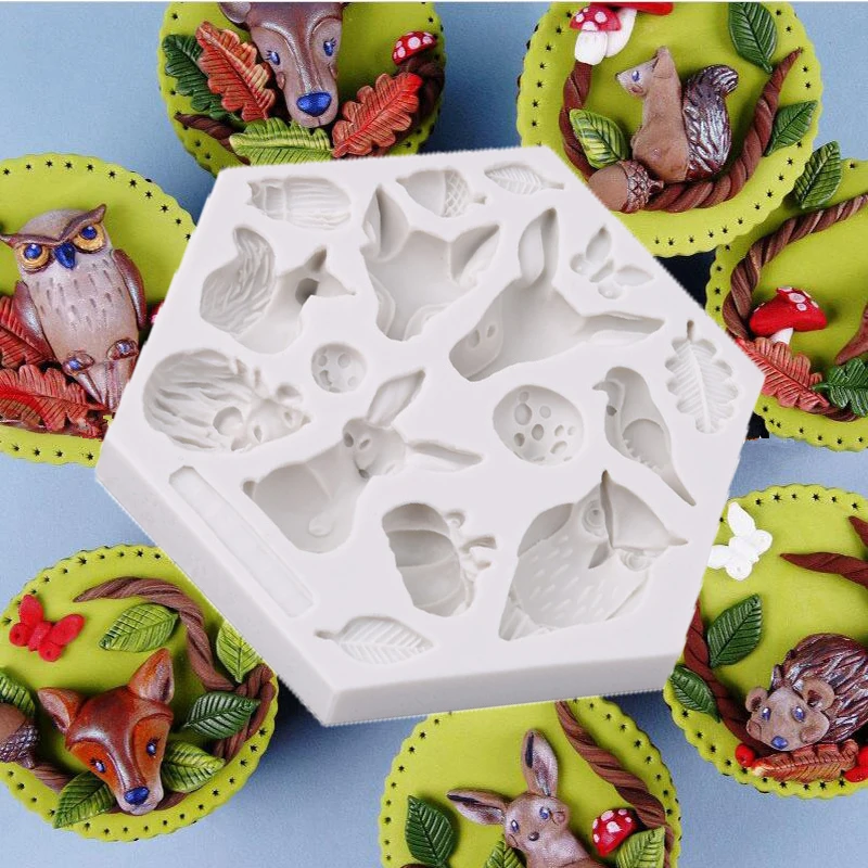 

1PC 3D Forest Animal Mould Silicone Molds Woodland Cake Decorative Mold Tools Cake DIY Decorating Fondant Mold