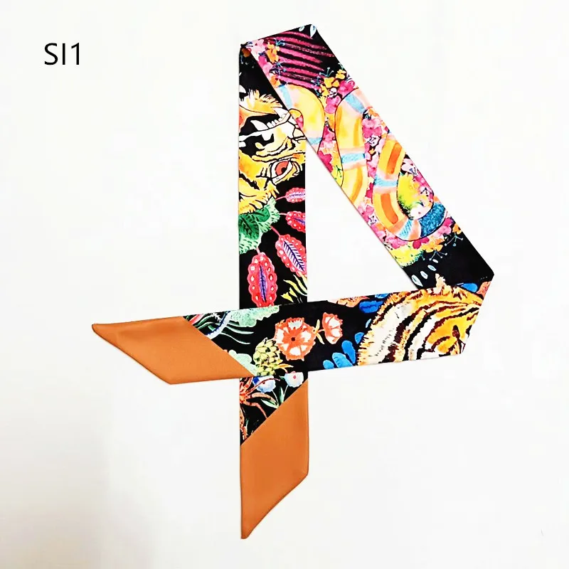 Цветной шелковый шарф с принтом Тигра для женщин, брендовый обтягивающий шарф, модный шарф с ручкой, женские шарфы - Цвет: SI1