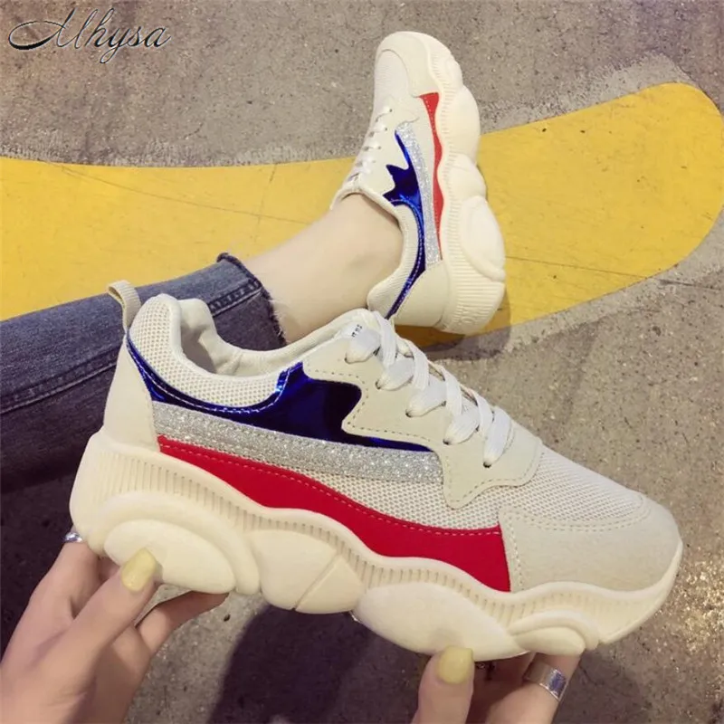 

Mhysa 2019 Women Sneakers Spring Fashion Casual Shoes Woman Comfortable Breathable Lace-up Flats Women's vulcanized shoes T714