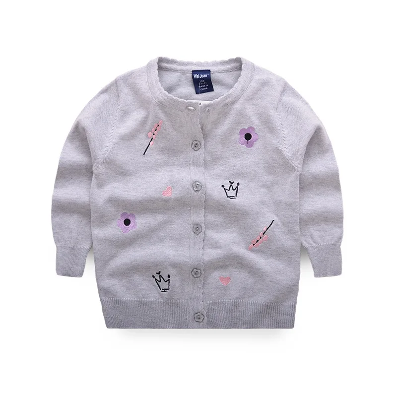 Flower Girls Sweater Cardigan Cotton Baby Girl Knit Sweaters Long