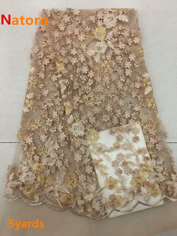 

Latest African beaded Lace Fabrics Embroidered High Quality French Lace Fabric Nigerian Net tulle Lace Fabric jiaA134