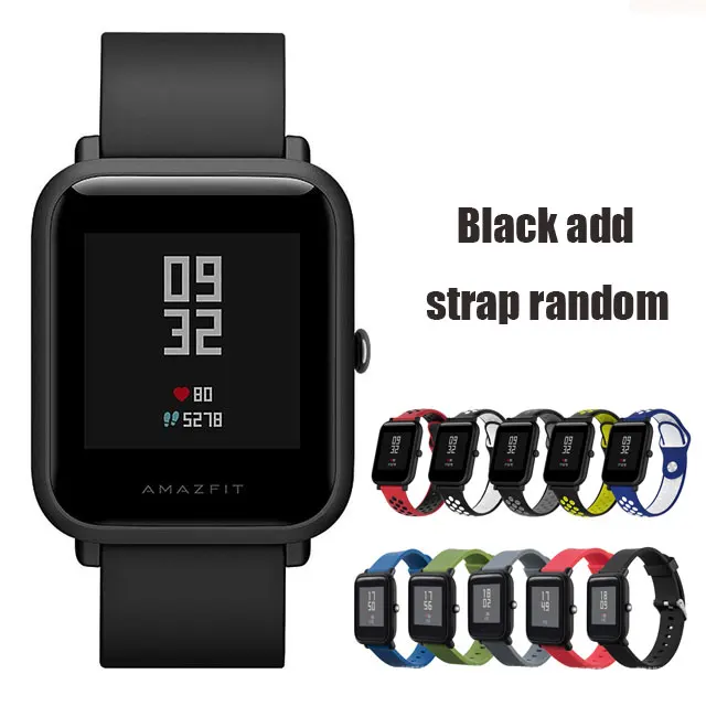 Умные часы Huami Amazfit Bip, глобальная версия, gps, Gloness, умные часы, умные часы, 45 дней в режиме ожидания для телефона MI8 IOS - Цвет: black random strap