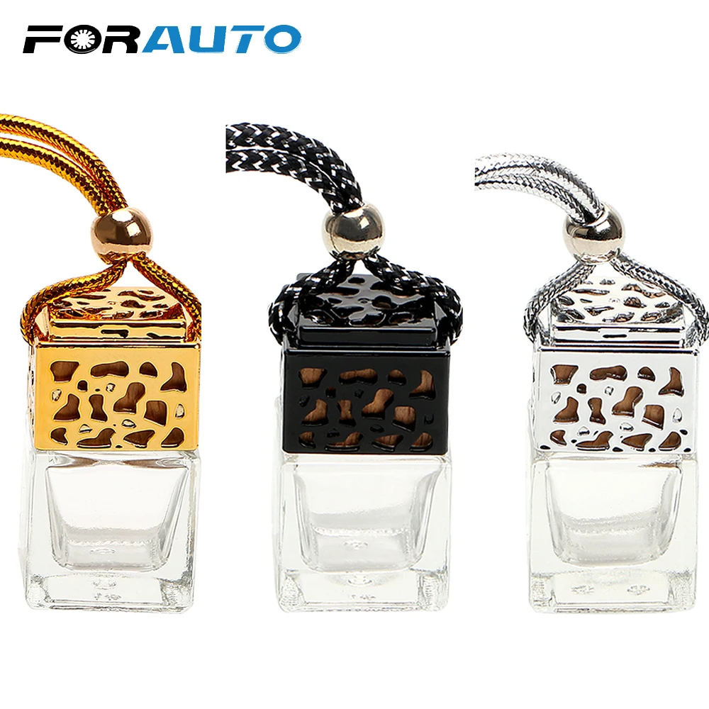 

FORAUTO Air Freshener Car Hanging Perfume For Essential Oils Diffuser Rearview Mirror Ornament Empty Glass Bottle Car-styling