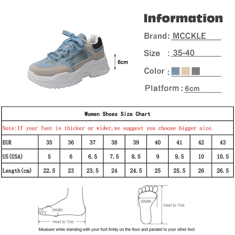 MCCKLE Shoes Women Sneakers Platform Lace Up Mixed Color Ladies Suede Flat Fashion Vulcanized Casual Comfort Footwear Autumn