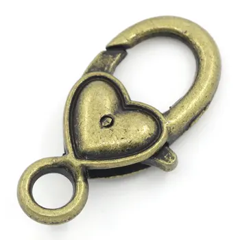 

DoreenBeads Zinc metal alloy Lobster Clasp Antique Bronze Heart Pattern 27mm(1 1/8") x 13mm( 4/8"), 2 PCs new