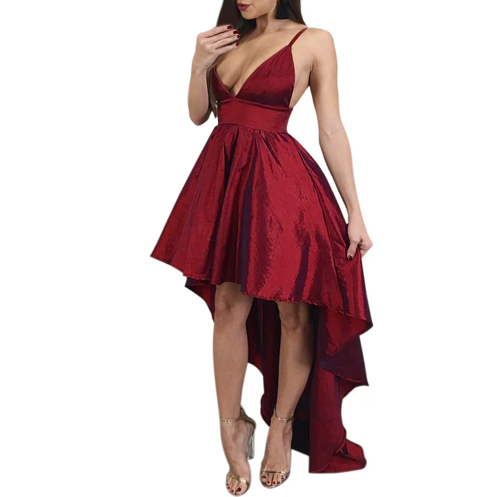 

FEITONG elegant dress women plus size vestidos Women Sexy Sleeveless Slim Backless Beach Irregular Party Evening Camisole Dress