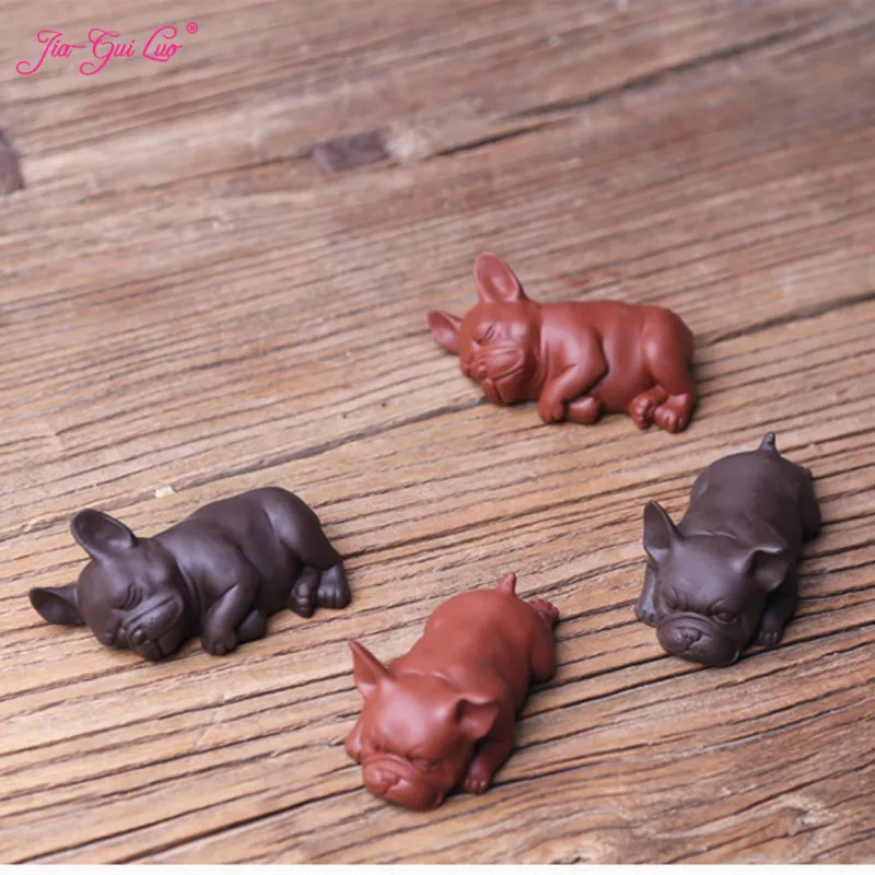 Koop JIA GUI LUO Thee Huisdier Puppy Creatieve Paarse Klei Bully honden Decoratie Boutique Geluk Zodiac Puppy Thee Accessoires N001